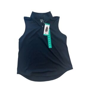 Izod Performance Women XL Black Sleeveless Quarter Zip Mock Neck Golf Top UPF-30